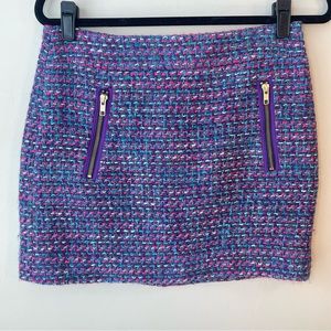 J Crew Wool Blend Dolce Boucle Tweed Mini Pencil Skirt Pink Purple Size 4